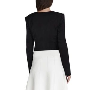 BCBGMaxAzria Jackets & Coats - BCBGMAXAZRIA FLORA RUFFLE FRONT BLACK JACKET SZ M BCBGMaxAzria Jackets & Coats - BCBGMAXAZRIA FLORA RUFFLE FRONT BLACK JACKET SZ M